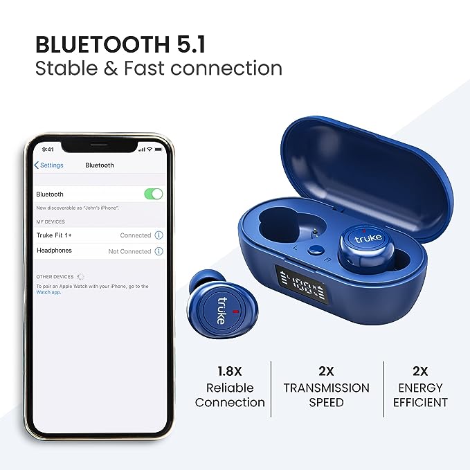 truke Fit 1+ True Wireless Earbuds with Dedicated Gaming Mode, 30H of Playtime Touch Control, Low Latency, BT 5.1, 10mm Driver Deep Bass (Blue) truke Fit 1+ True Wireless Earbuds with Dedicated Gaming Mode, 30H of Playtime Touch Control, Low Latency, BT 5.1, 10mm Driver Deep Bass (Blue)